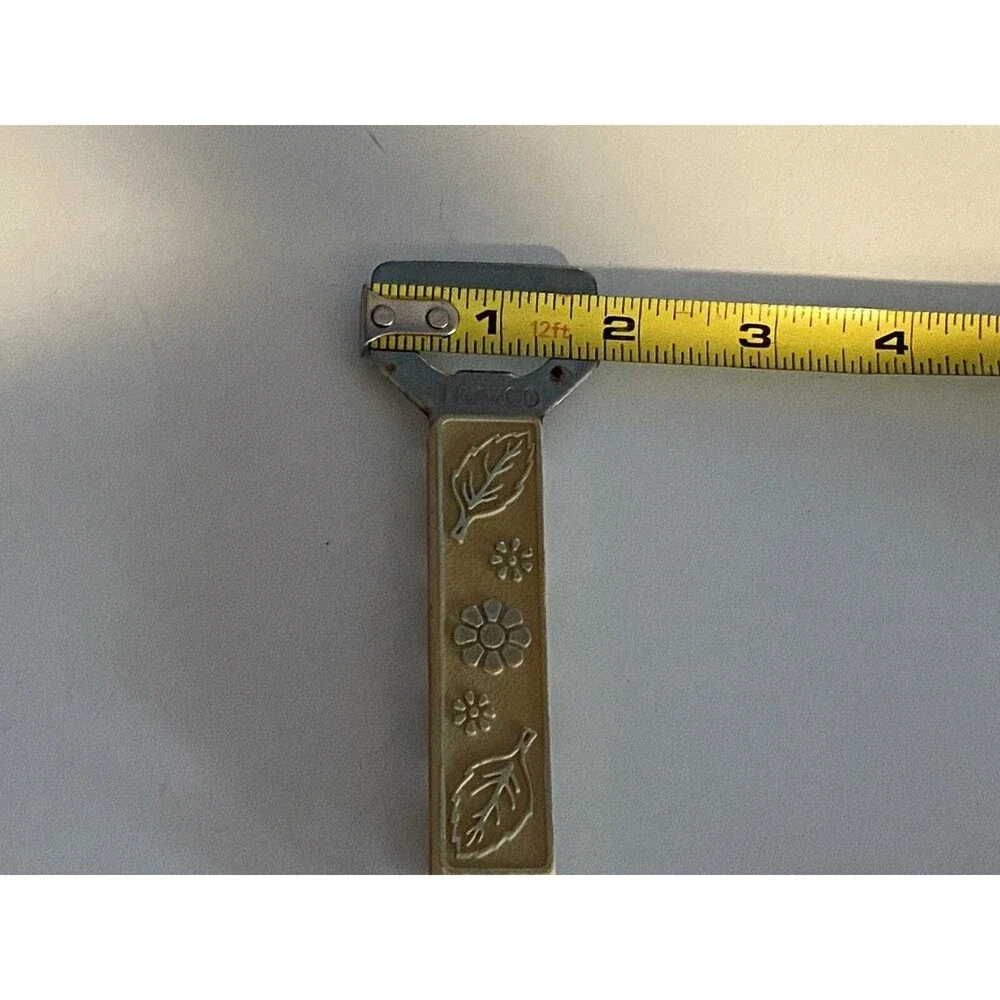 Vintage Travco Bottle Opener Cream and Gold Floral,  Flower & Leaves 1960’s